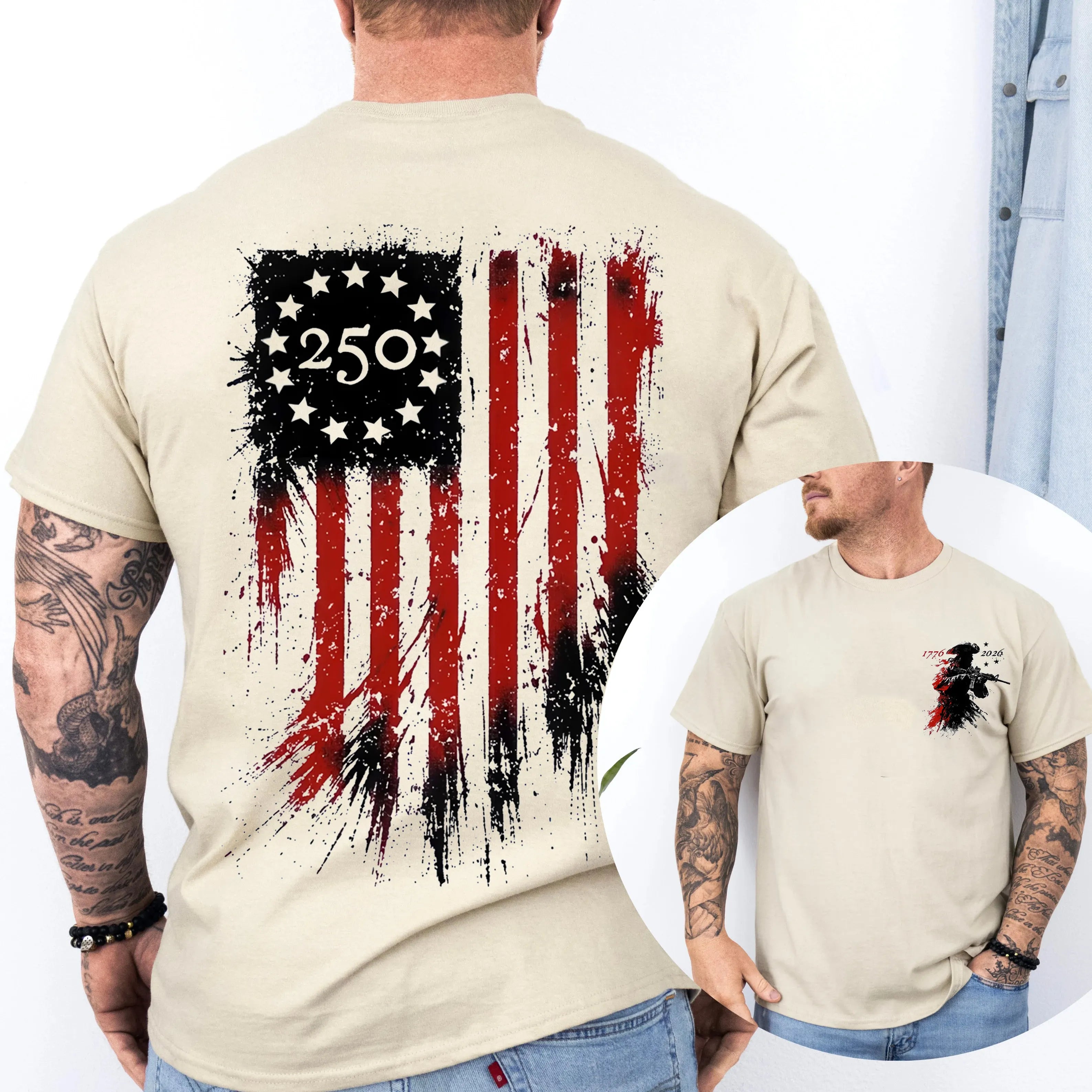 America 250th Anniversary Distressed Flag, Patriotic,4th Of July 1776 Unisex T-shirt/Crewneck/Hoodie