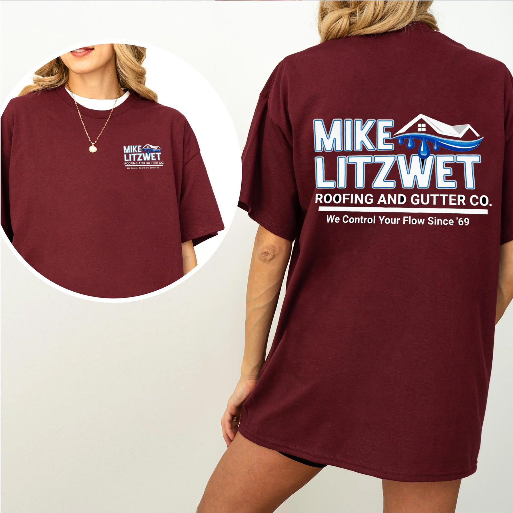 Mike Litzwet Roofing & Gutter Co. Graphic Unisex Shirts/Crewneck/Hoodie Vintage "Since 69"