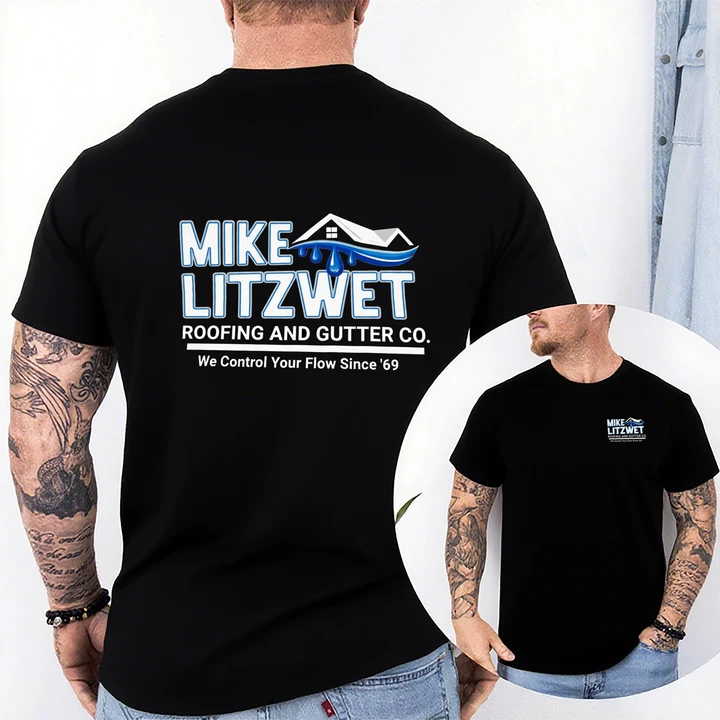 Mike Litzwet Roofing & Gutter Co. Graphic Unisex Shirts/Crewneck/Hoodie Vintage "Since 69"