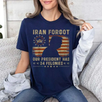 Iran Forgot Our President Has 34 Felonies Vintage US Flag Unisex Shirts/Crewneck/Hoodie