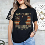 Iran Forgot Our President Has 34 Felonies Vintage US Flag Unisex Shirts/Crewneck/Hoodie