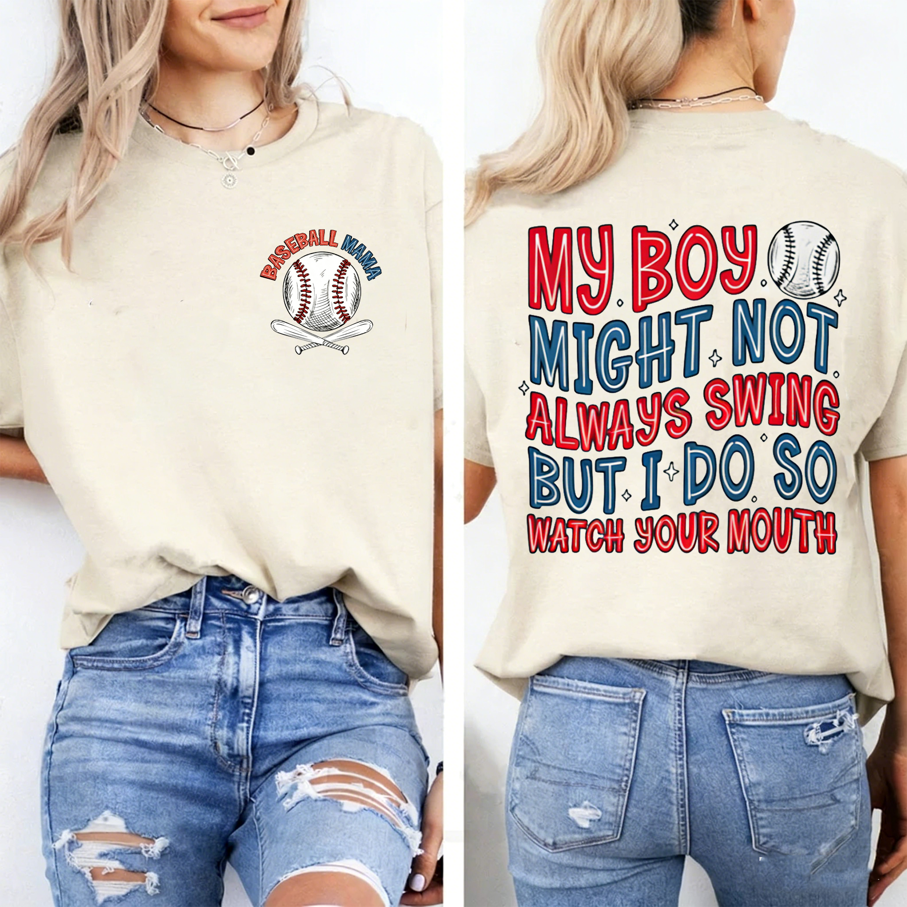 My Boy Might Not Always Swing But I Do So Watch Your Mouth, Baseball Mom Unisex Shirts/Crewneck/Hoodie